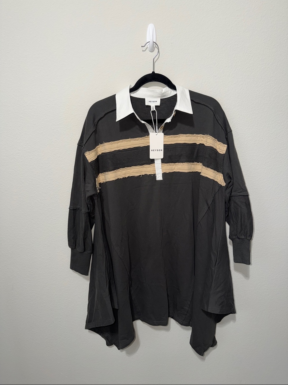 Heyson Re/Done Charcoal oversized mini Polo dress
